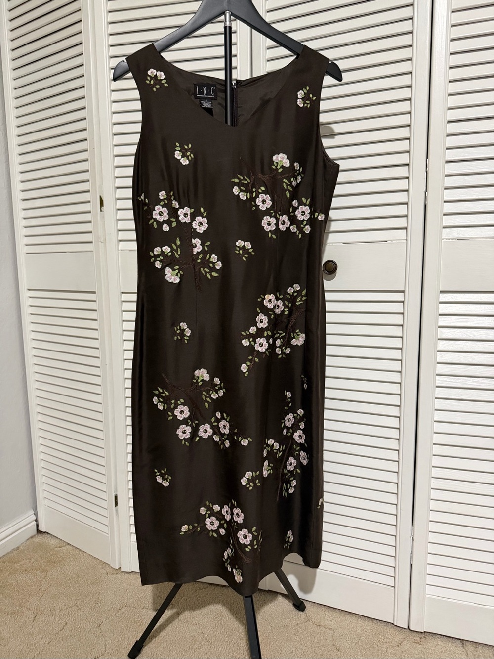 INC Chocolate Brown Floral Midi Dress